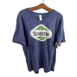 Seattle Graphic T-Shirt Size Medium Blue Cotton Est 1851 Printed Design Casual